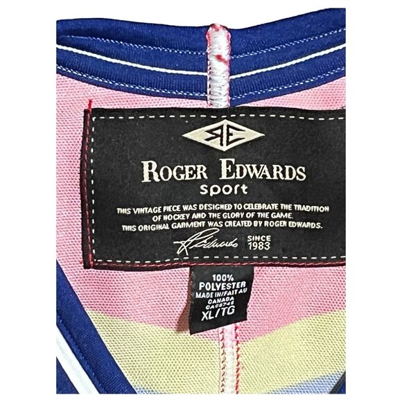 Roger Edwards Hockey Night In Canada Jersey Red Vintage 90s CBC Xl - Picture 2 of 15